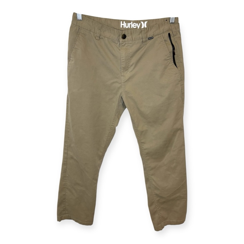 Hurley Men’s Khaki Cropped Chino Pants Skater Surf Streetwear Casual 32 Ankle